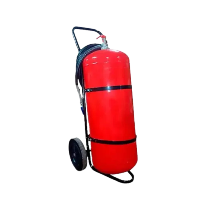 Extintor rodante de polvo químico seco (PQS) de 50 kg con botella impulsora
