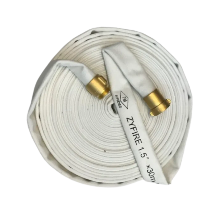 Manguera contra incendio Polyester con acoples de bronce de 1 1/2" x 30 mts.